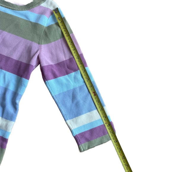 Van Heusen Women’s Pastel Stripe Knit Sweater Long Sleeve Cotton Blend Retro Y2K - Picture 8 of 9